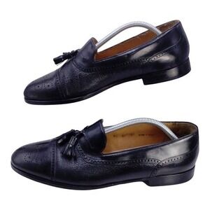Mezlan Mens Size 10M Leather Wingtip‎ Tassel Fringe Loafers Black Dress Shoes